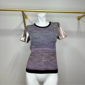 Gianni Bini Short Sleeve Knitted Confetti Top